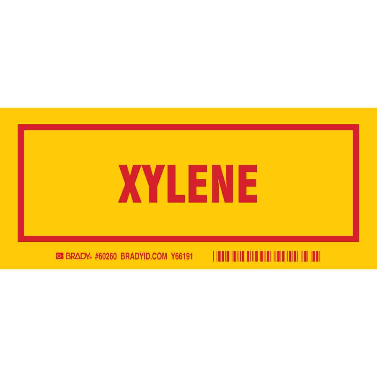 60260 B302, 7.0X3.0", RED/YEL,XYLENE,25/PKG