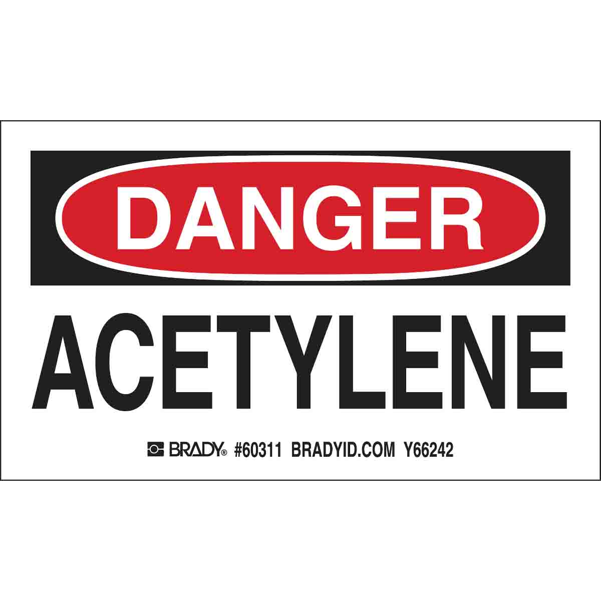 60311 B235,3"X5", ACETYLENE LABEL, 10/PKG