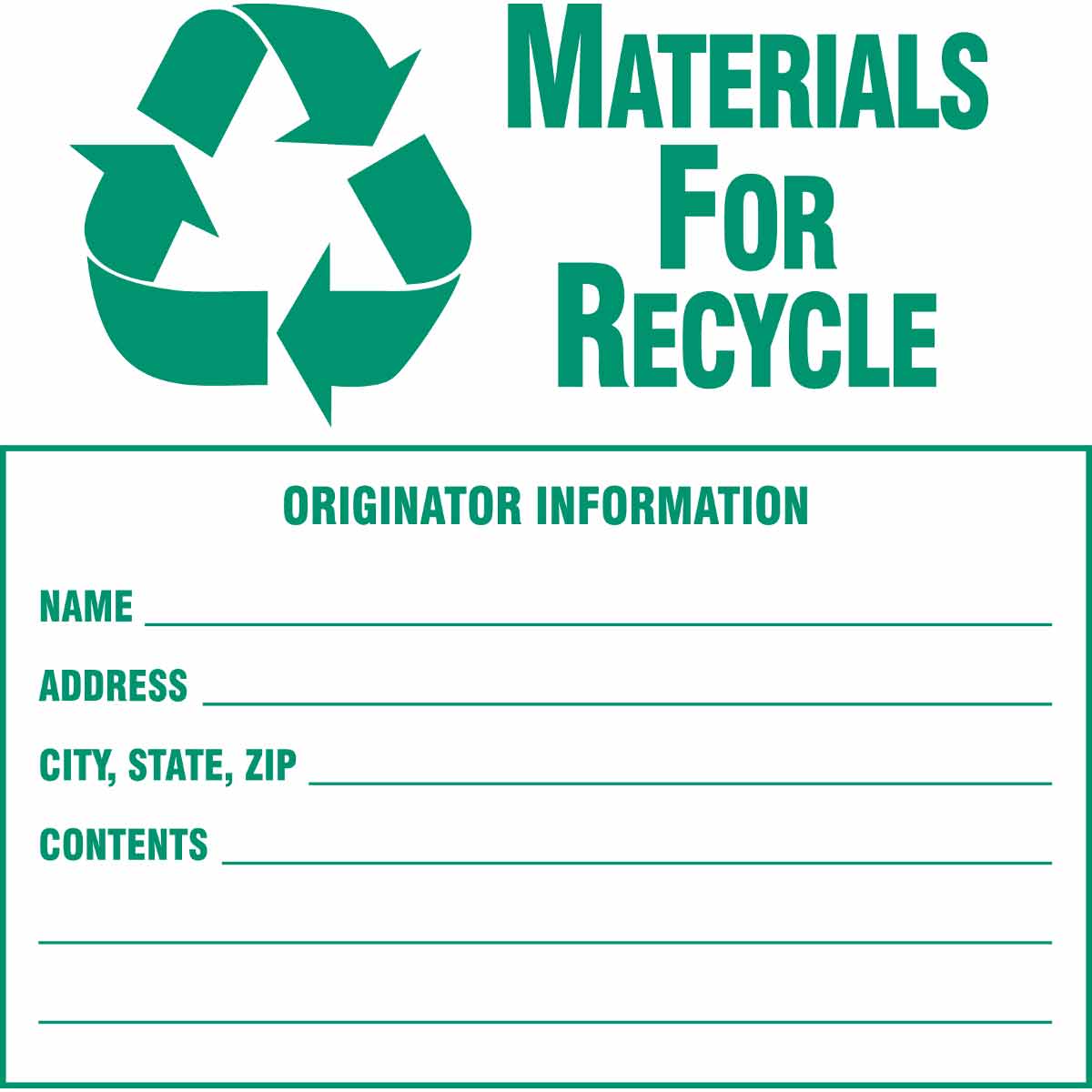 121062 B7569 6X6 GRN/WHT RECYCLE LABEL 100/PKG