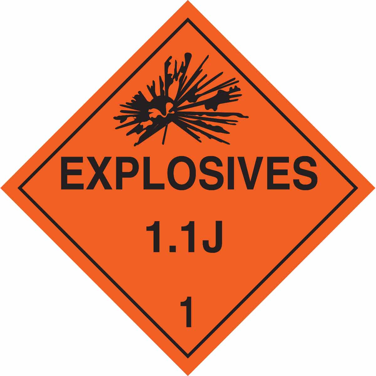 63342 B120,10.75X10.75,BLK/ORG,EXPLOSIVES 1.1J