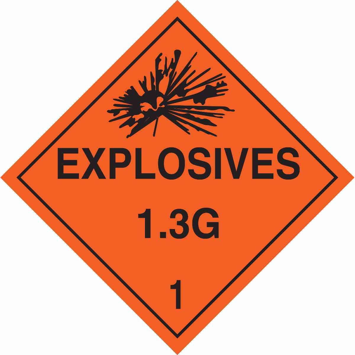 63356 B120,10.75X10.75,BLK/ORG,EXPLOSIVES 1.3G