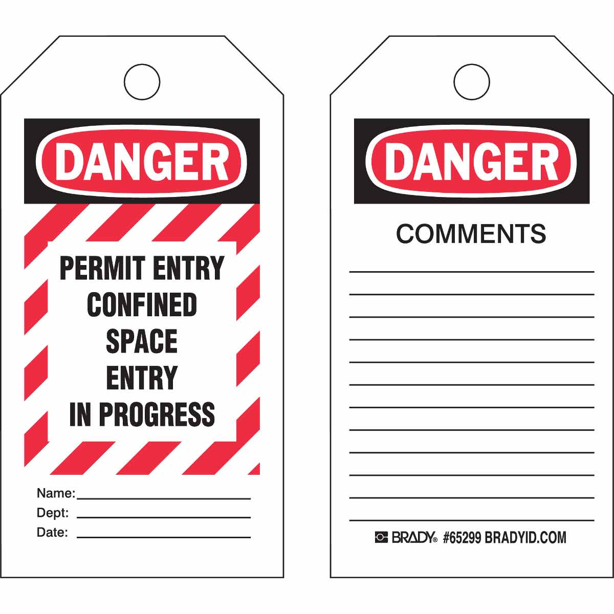 65456 TAG B853 5.75X3 RED/BLK/WHT 2SIDE 25/PKG
