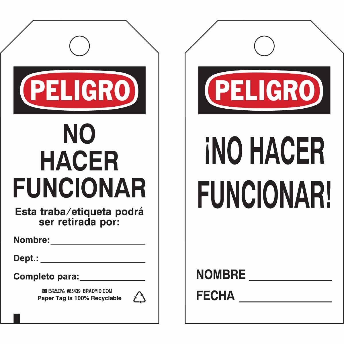 65439 TAG B853 5.75X3 RD/BK/WH L/O 100/PK-SPN