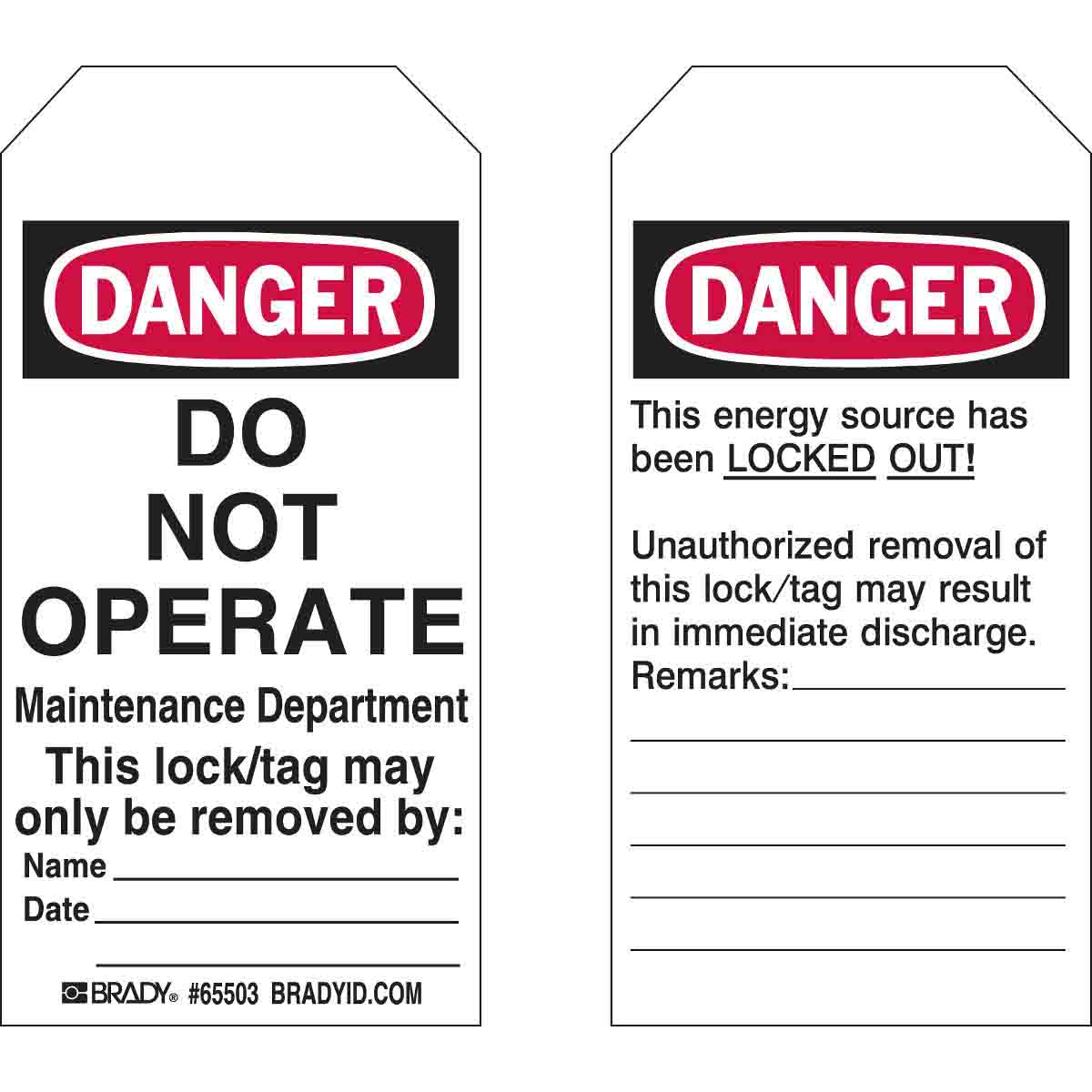 65441 TAG B853 5.75X3 BK/RD/WH L/O REVB,25/PK