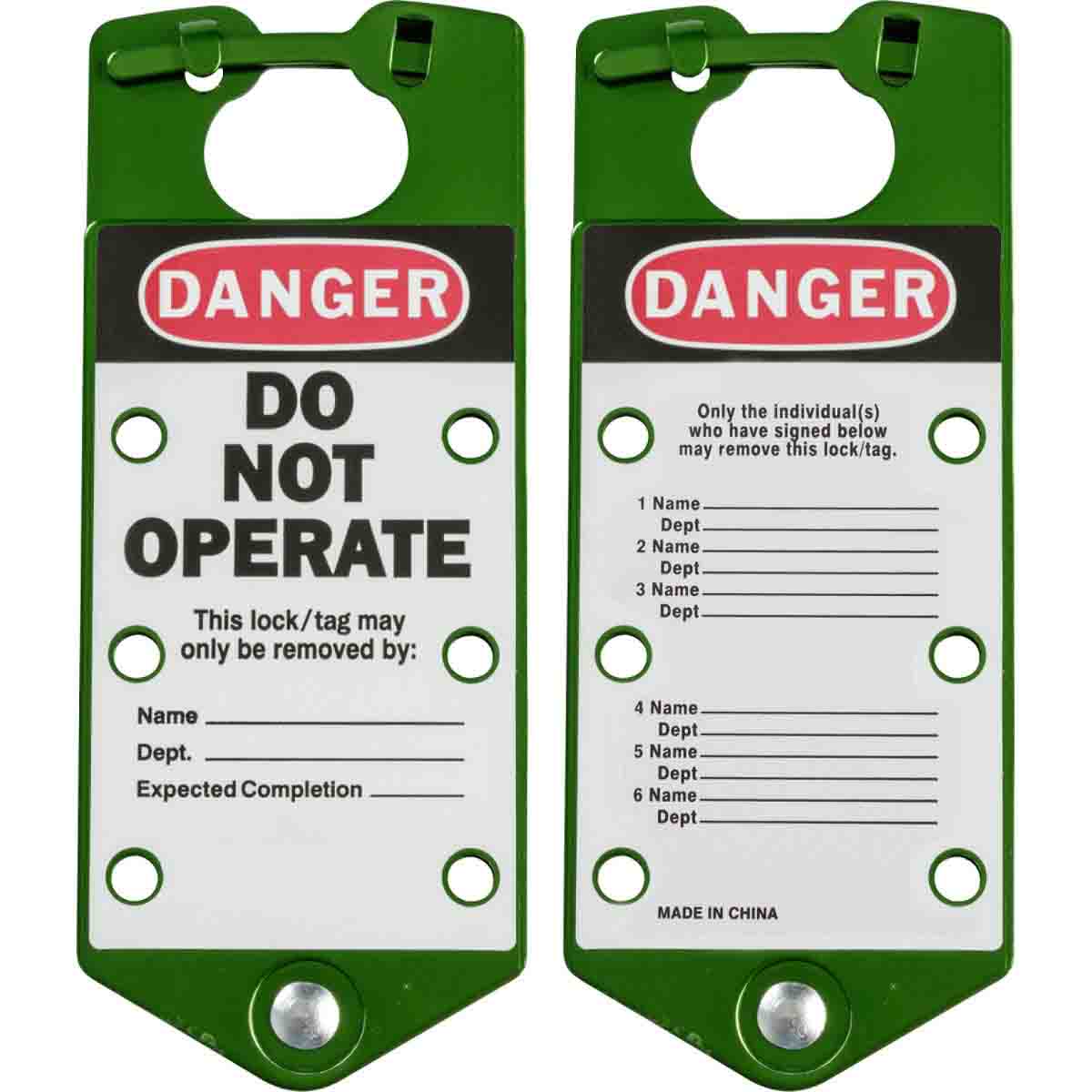 22075-G GREEN LABELLED LOCKOUT HASP ALUMINIUM