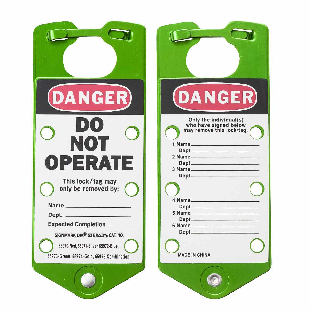 65973 GREEN LABELED LOCKOUT HASPS