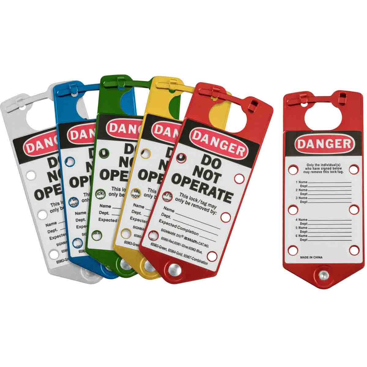 65975 COLOR COMBO LABELED LOCKOUT HASPS