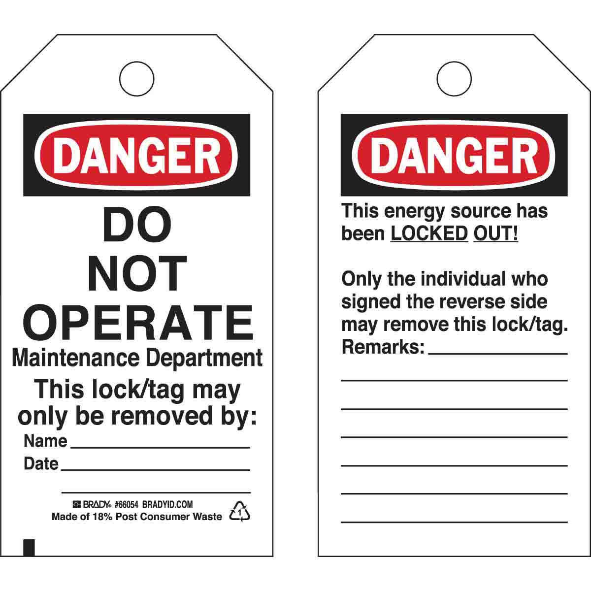 65521 TAG B837 5.75X3 RD/BK/WH LO TAGS 25/PK