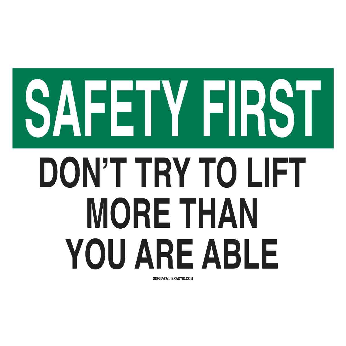 42889 B555 10X14 GRN/BLK/WHT SAFETY FIRST