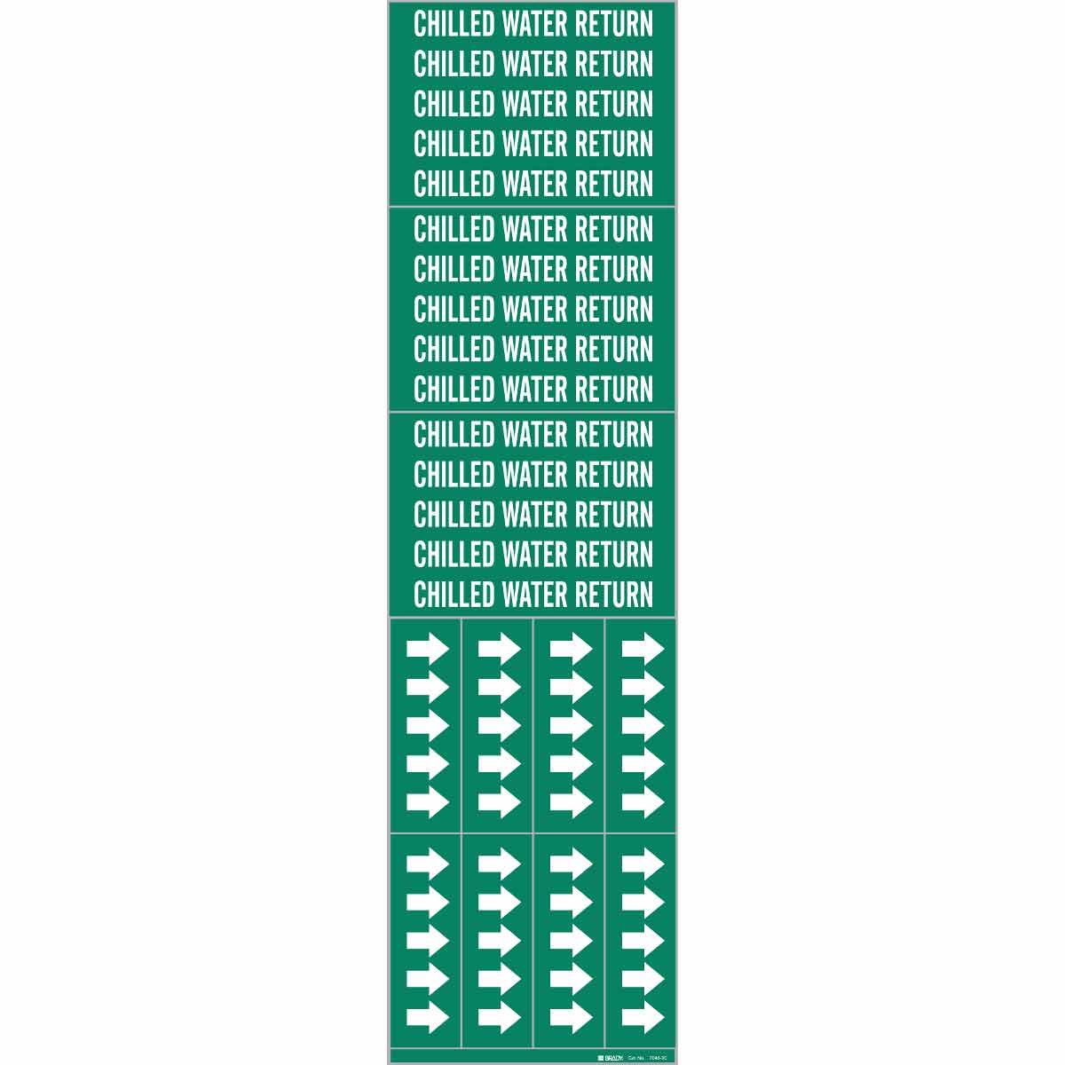 White On Green Color SelfSticking Vinyl Pipe Marker Brady 70463C 21/