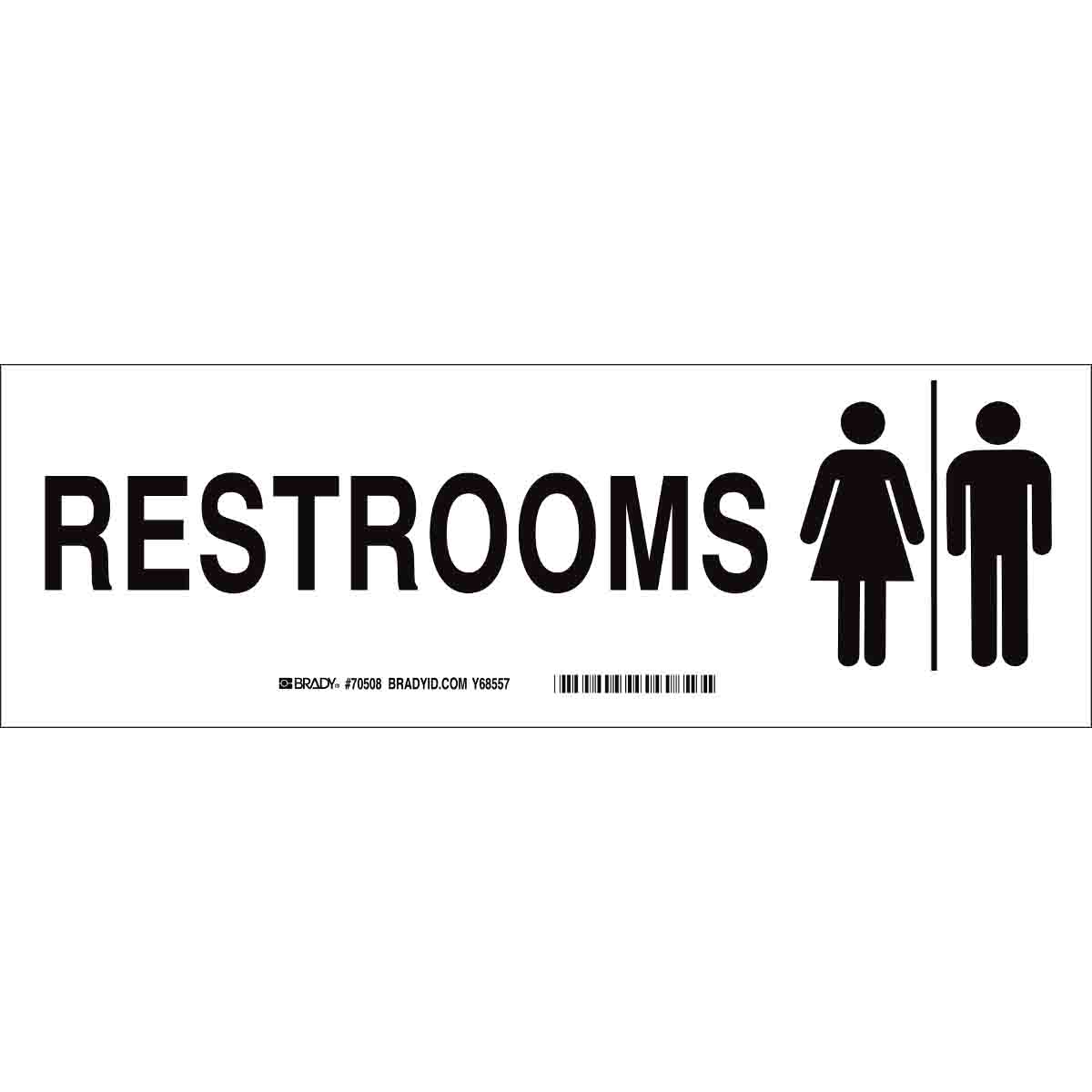 70508 B120,4X12,BLK/WHT,RESTROOMS