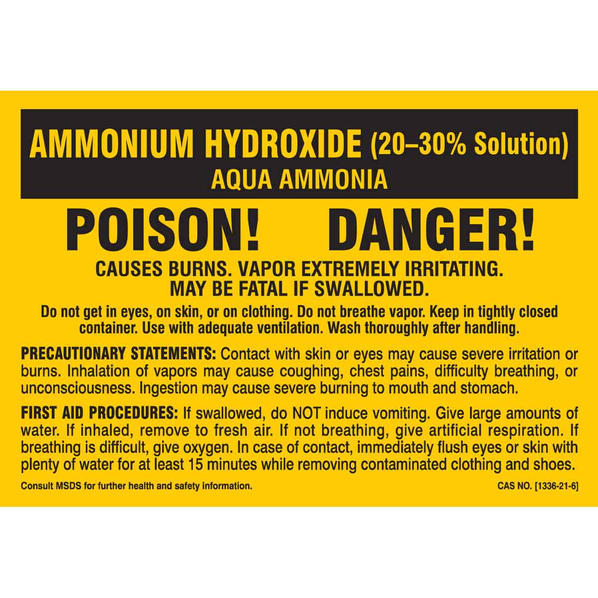 7236PLS B-302 2X2.875 25/PK AMMONIUM HYDROXIDE