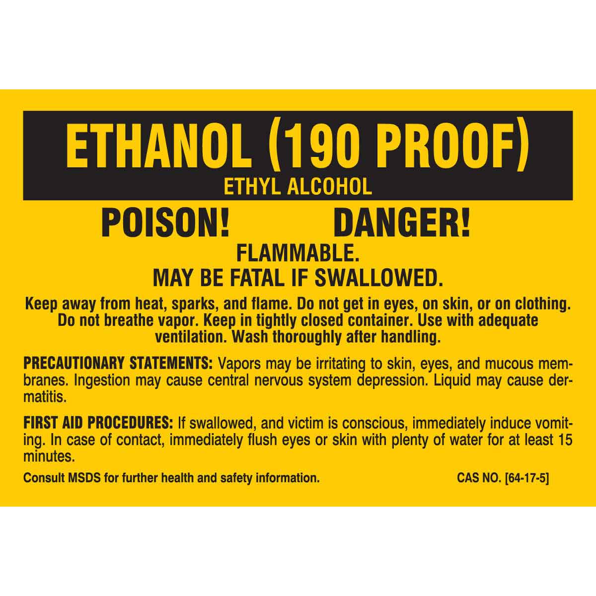 7259QLS B-302 3.5X5 25/PK ETHANOL 190 PROOF