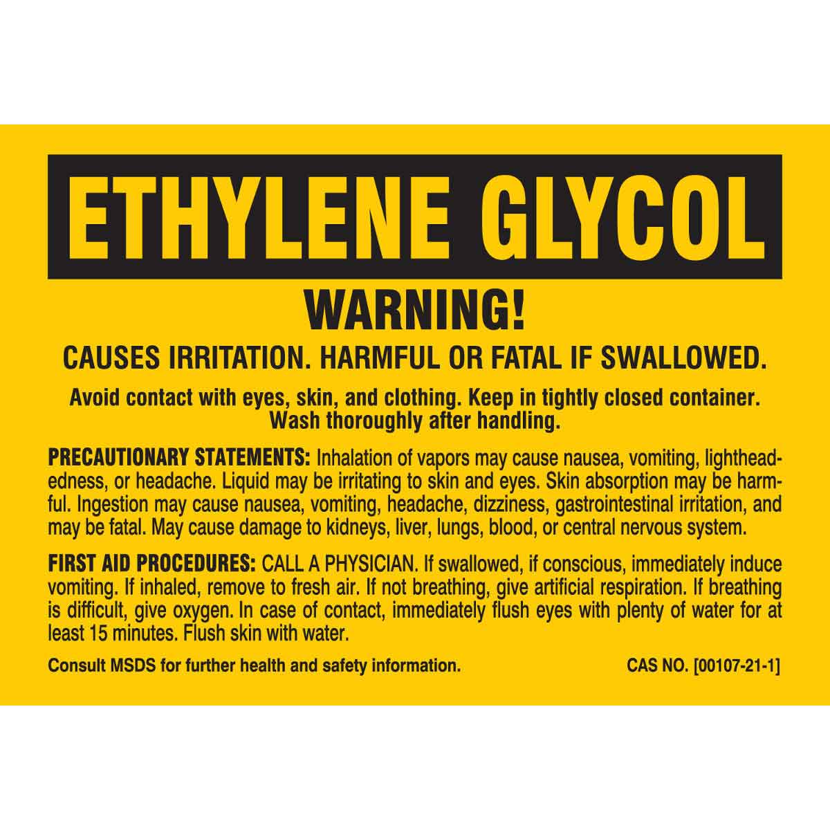 7264QLS B-302 3.5X5 25/PK ETHYLENE GLYCOL LABEL