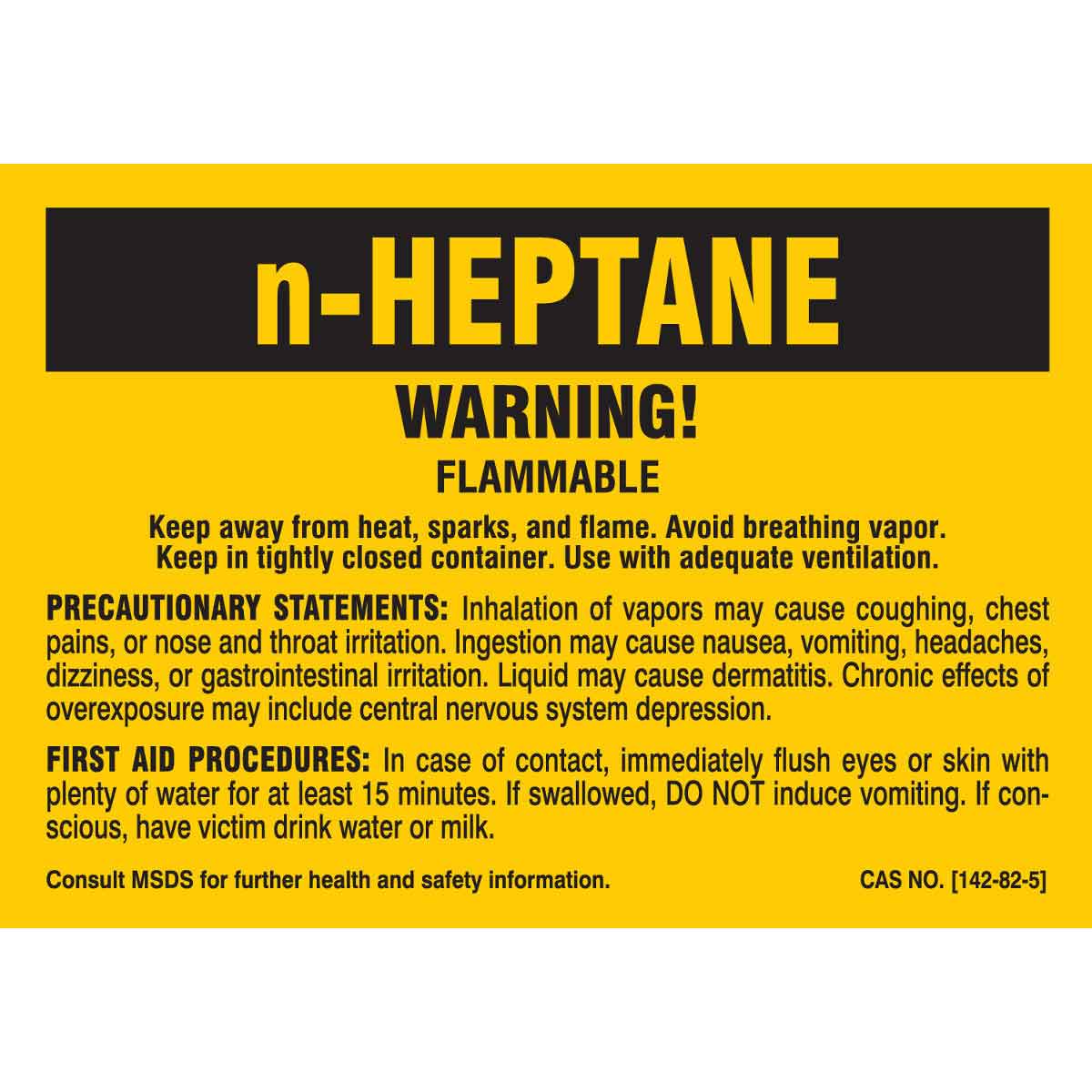 7269QLS B-302 3.5X5 25/PK N HEPTANE LABEL