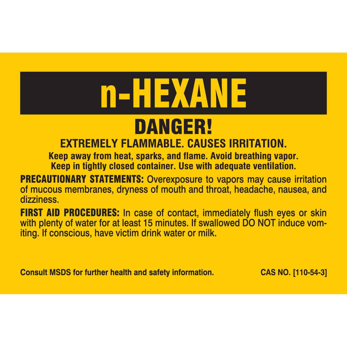 7271PLS B-302 2X2.875 25/PK N HEXANE LABEL