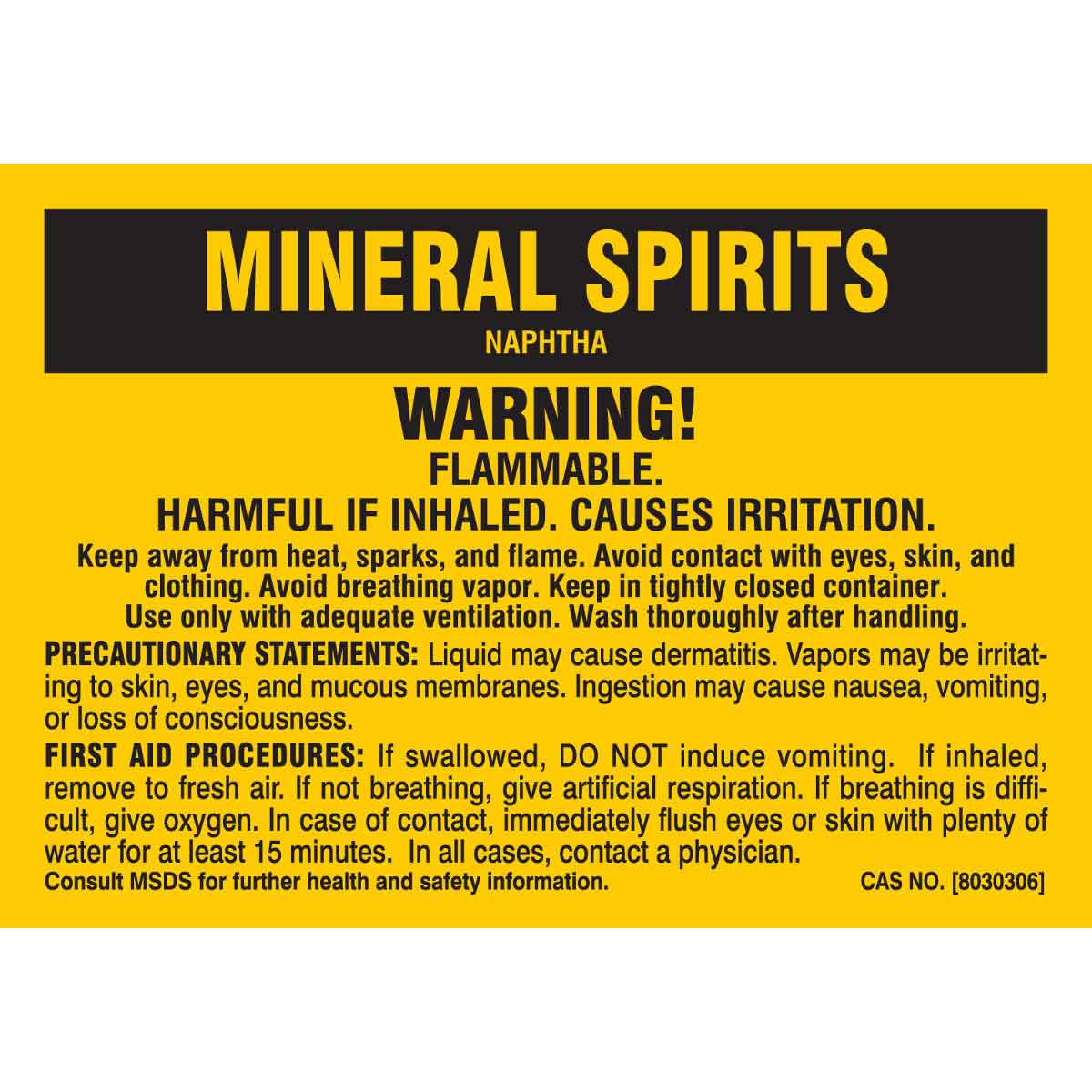 7287QLS B-302 3.5X5 25/PK MINERAL SPIRIT LABEL
