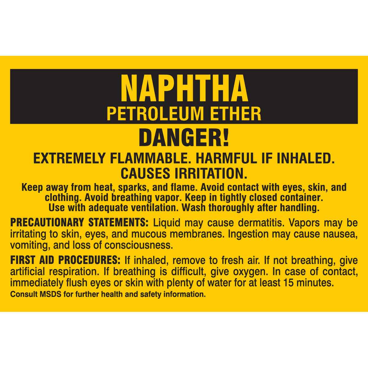 Brady Part 72pls 960 Naphtha Petroleum Ether Danger Labels Bradyid Com