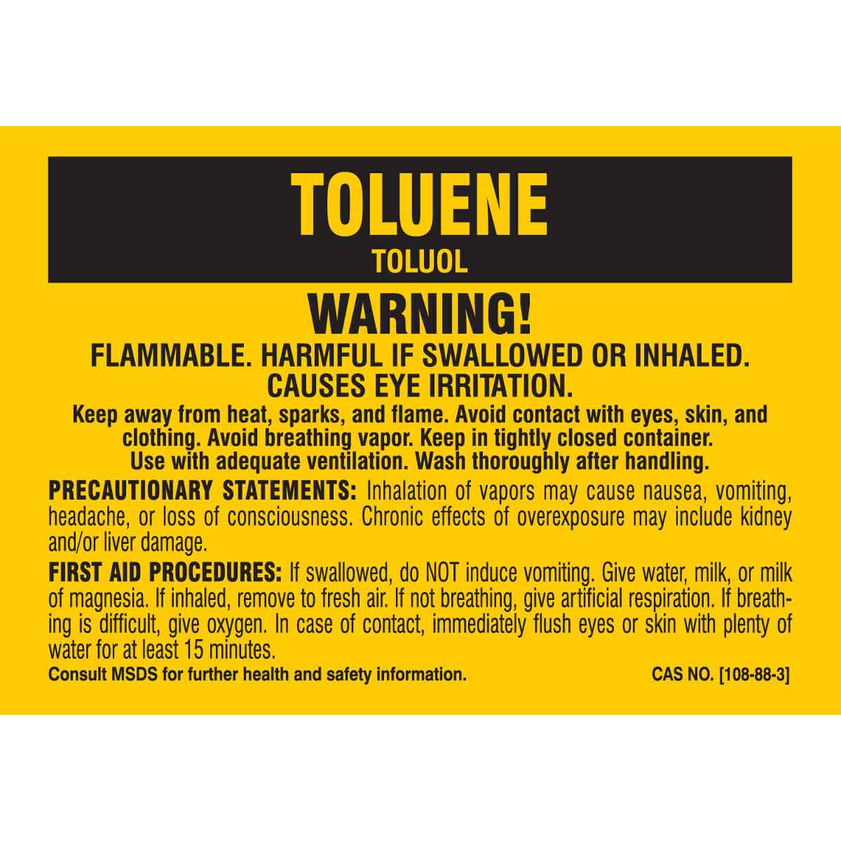 7318QLS B-302 3.5X5 25/PK TOLUENE LABELS