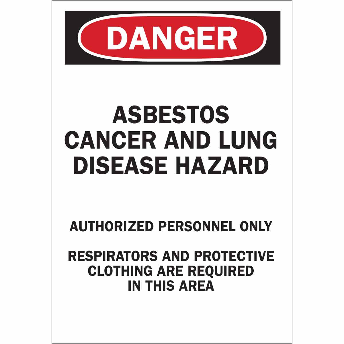 74520 B120,20X14,RED,BLK/WHT,DANGER ASBESTOS