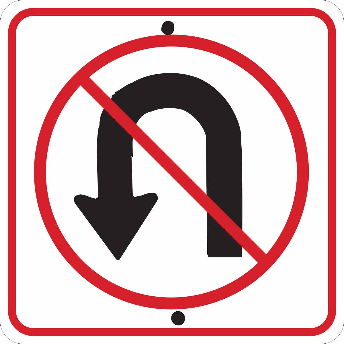 75066 B120 24X24 BLK,RED/WHT TRAFFIC NO U TURN