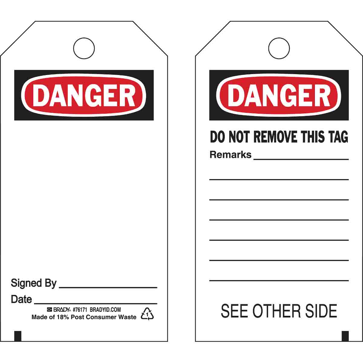 65347 TAG B851 5.75X3 BK/RD/WH 2SIDE NO GROM