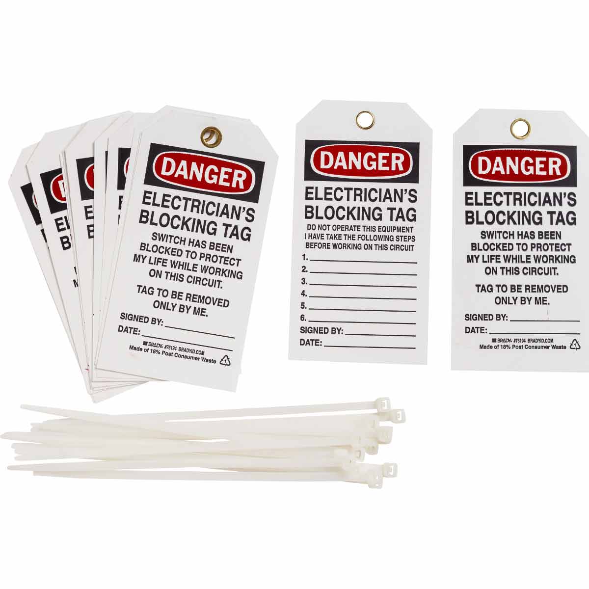 76194 TAG B851 5.75X3 BLK/RED/WHT 2SIDE 25/PK