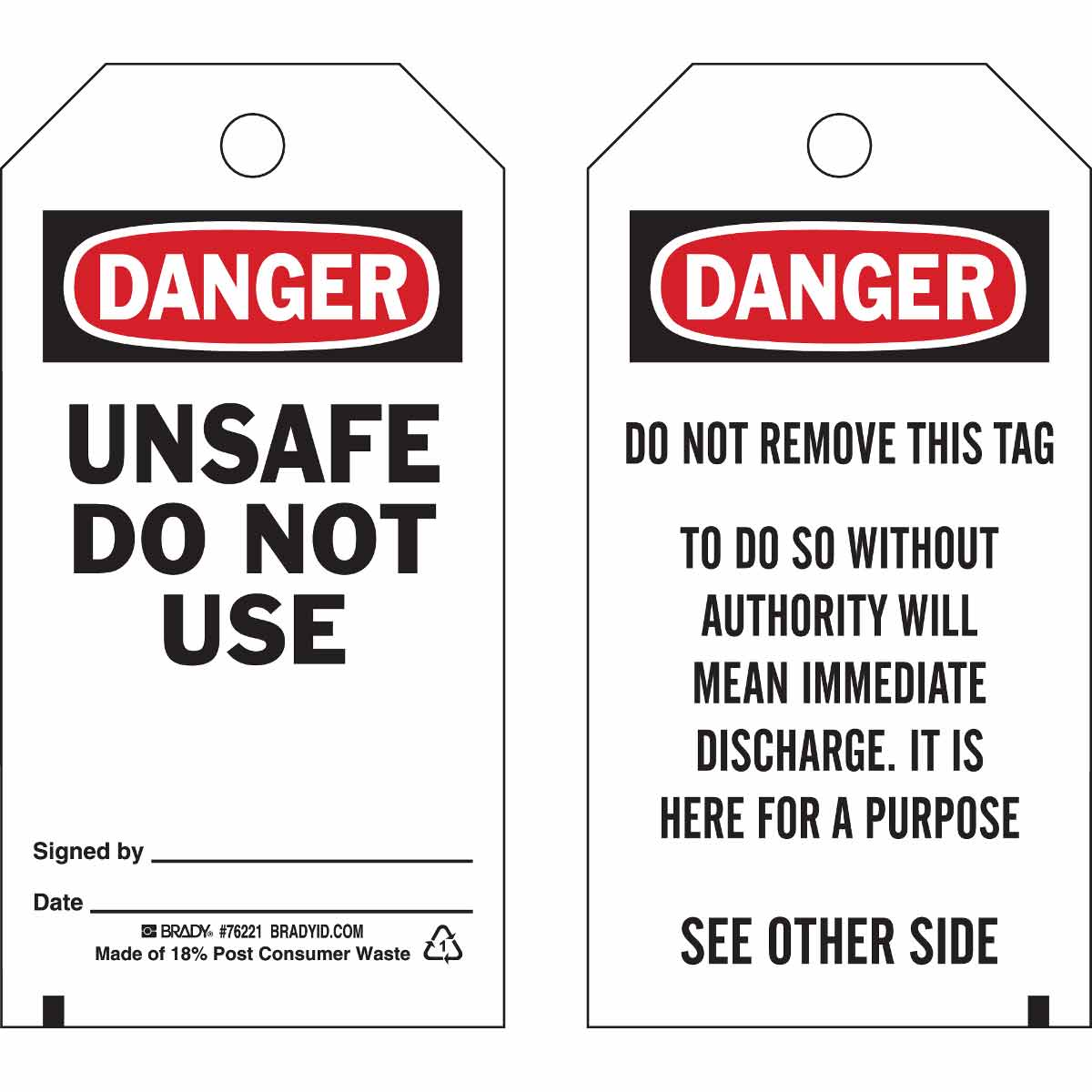 76221 TAG B851 5.75X3W BK/RD/WH 2SIDES 25/PK