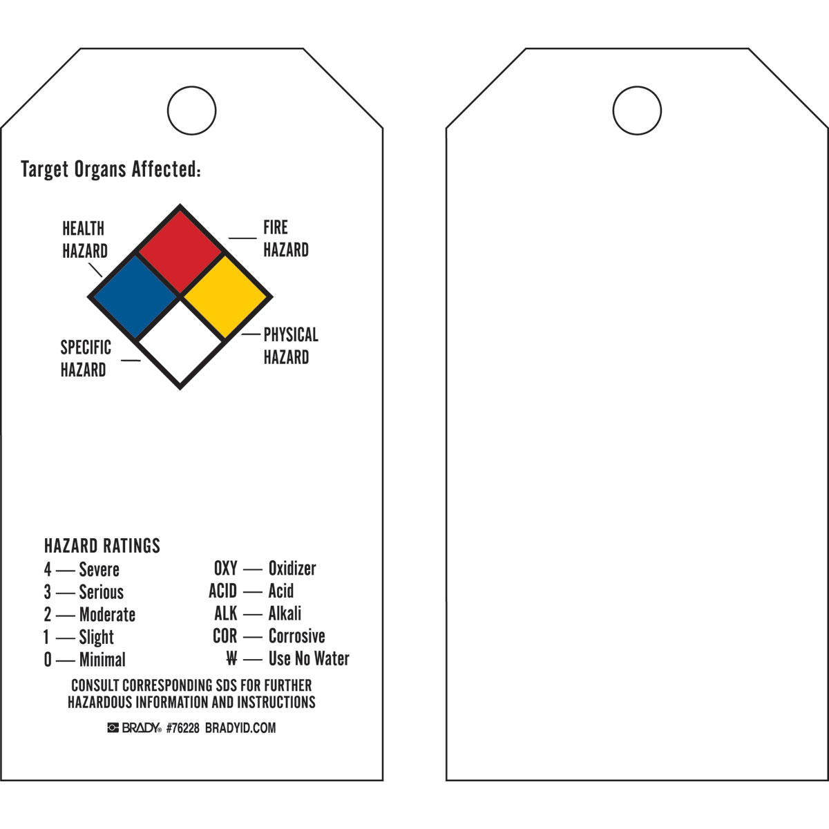 76228 TAG B851,5.75X3 NFPA RTK TAG,25/PAC