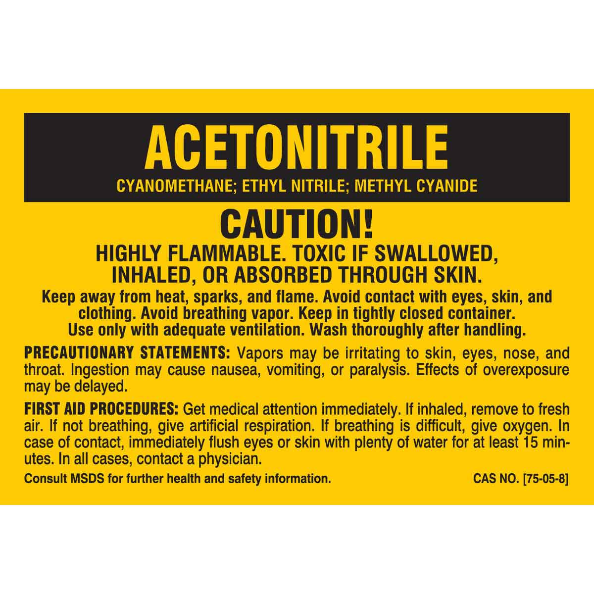 8181QLS B-302 3.5X5 25/PK ACETONITRILE LABEL