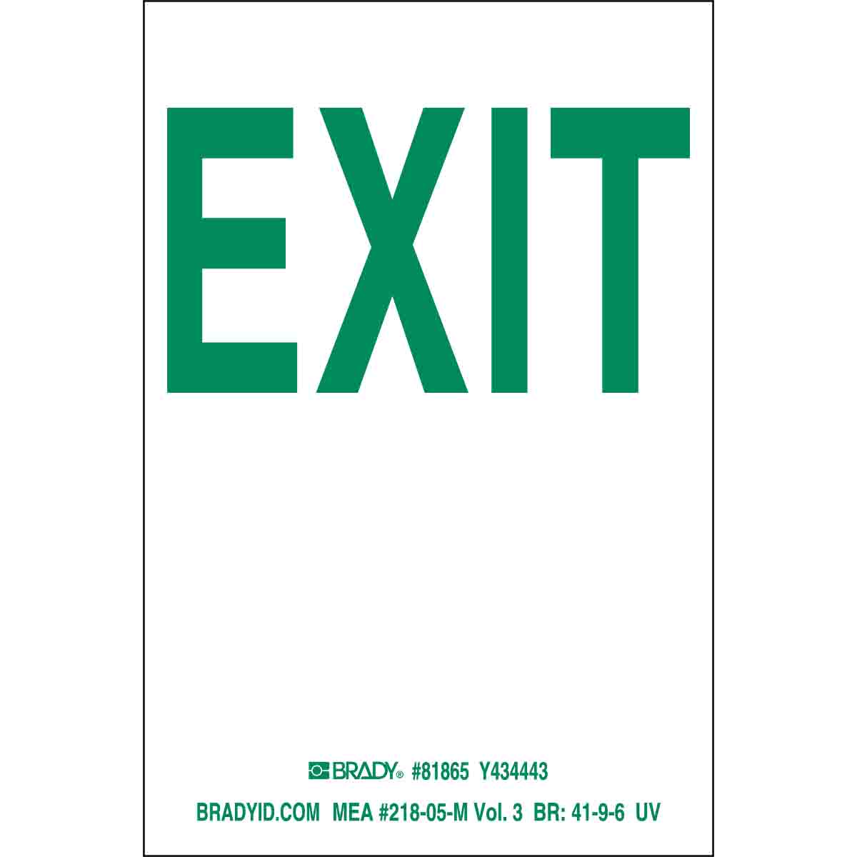 81865 NYC B523 6X4 EXIT 10/PK UL1994