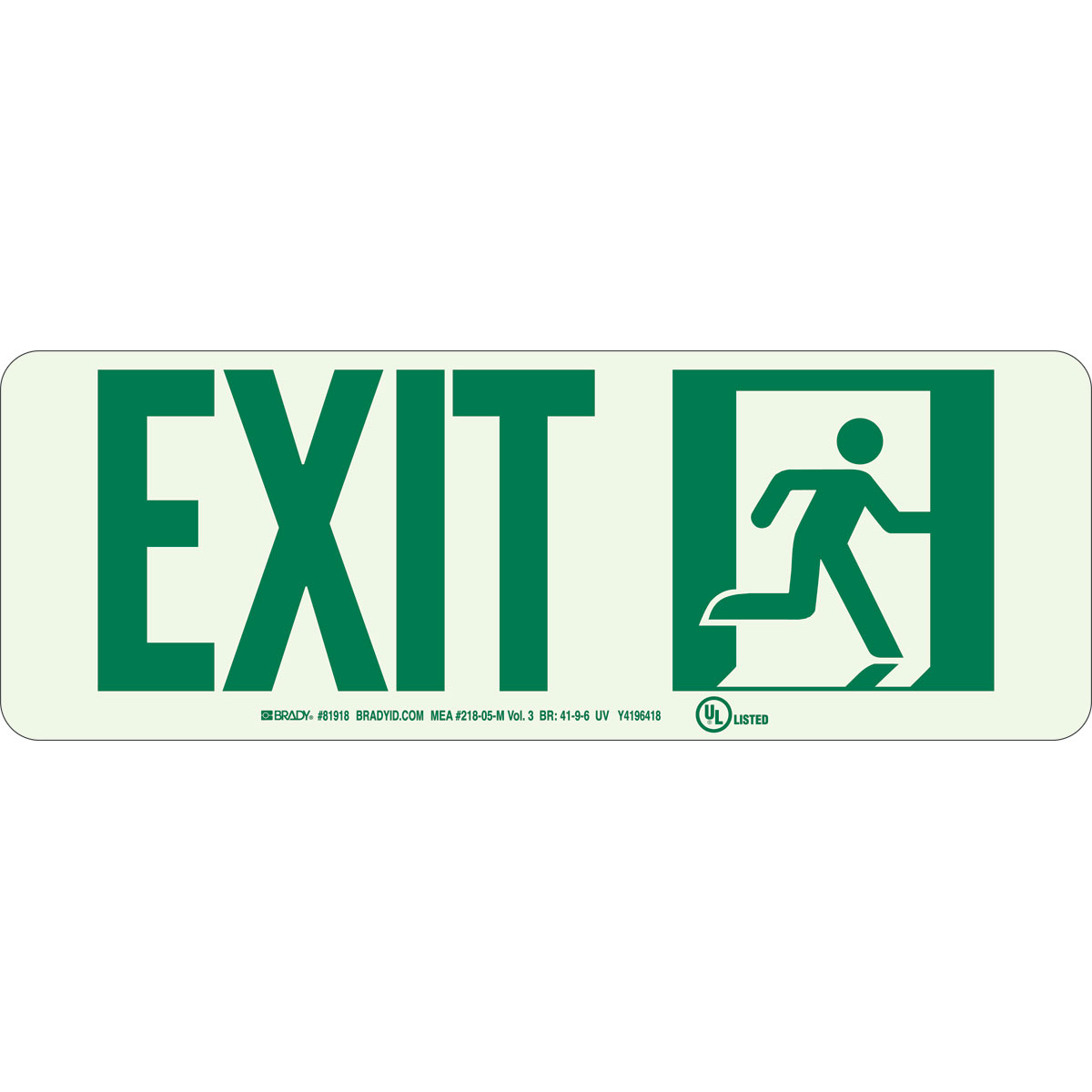 Exit Sign - Brady Part: 81918 | Brady | BradyID.com.sg