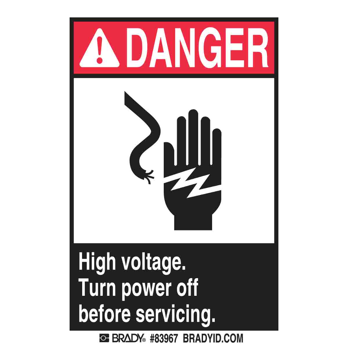 83967 B302 5X3.5 B,R/W HIGH VOLTAGE SIGN 5/PAC