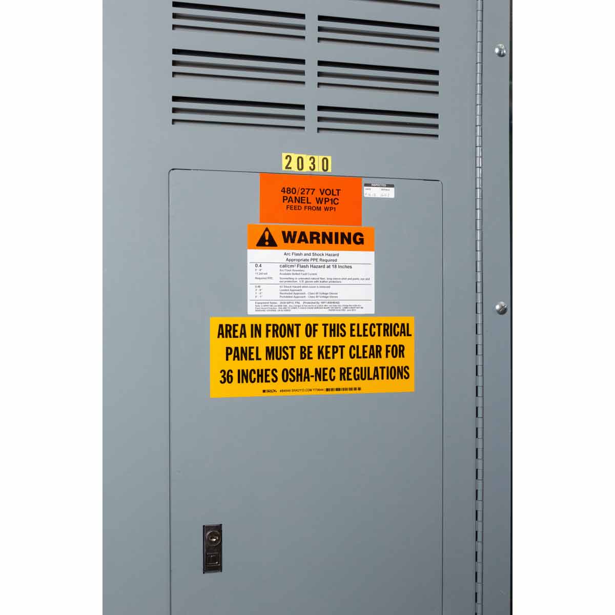 Brady Part: 122656 | Area In Front Of This Electrical Panel Must Be Kept Clear For 36 Inches ...