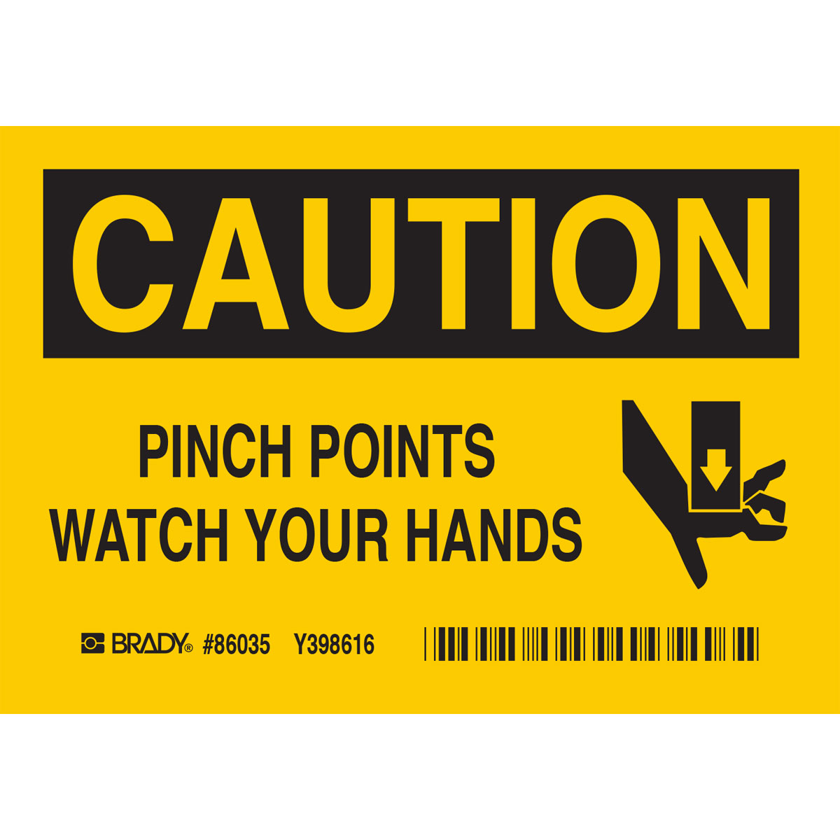 86035 B302-3.5X5-YK-O-5/PK-CAU-PINCH POINTS W