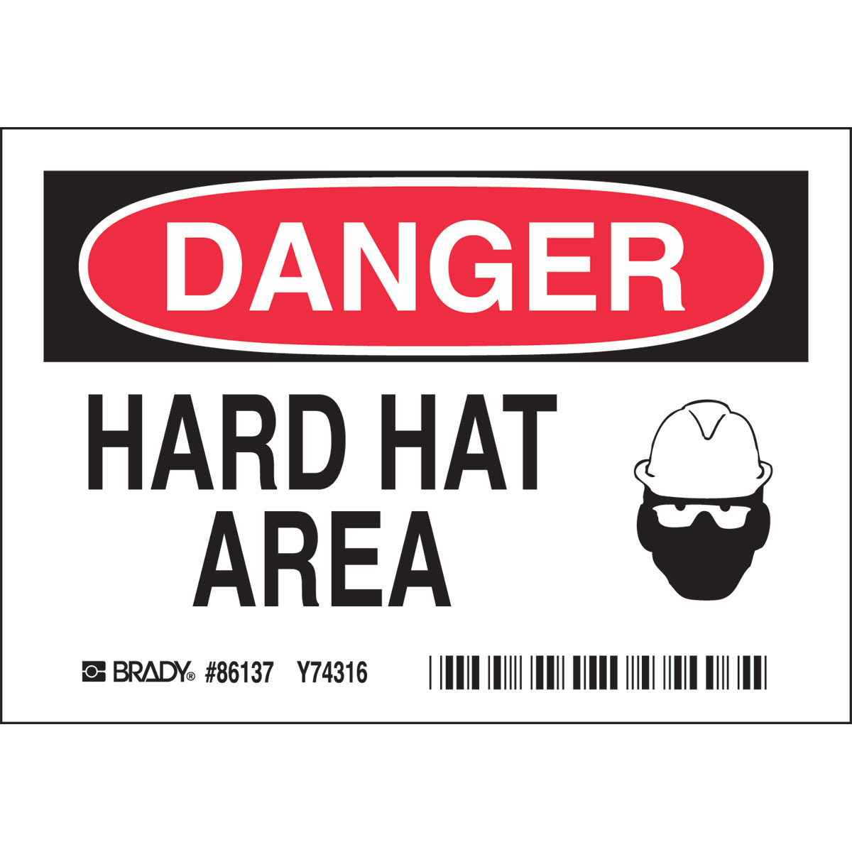 86137 B302-3.5X5-WG-O-5/PK-DNGR.HARD HAT