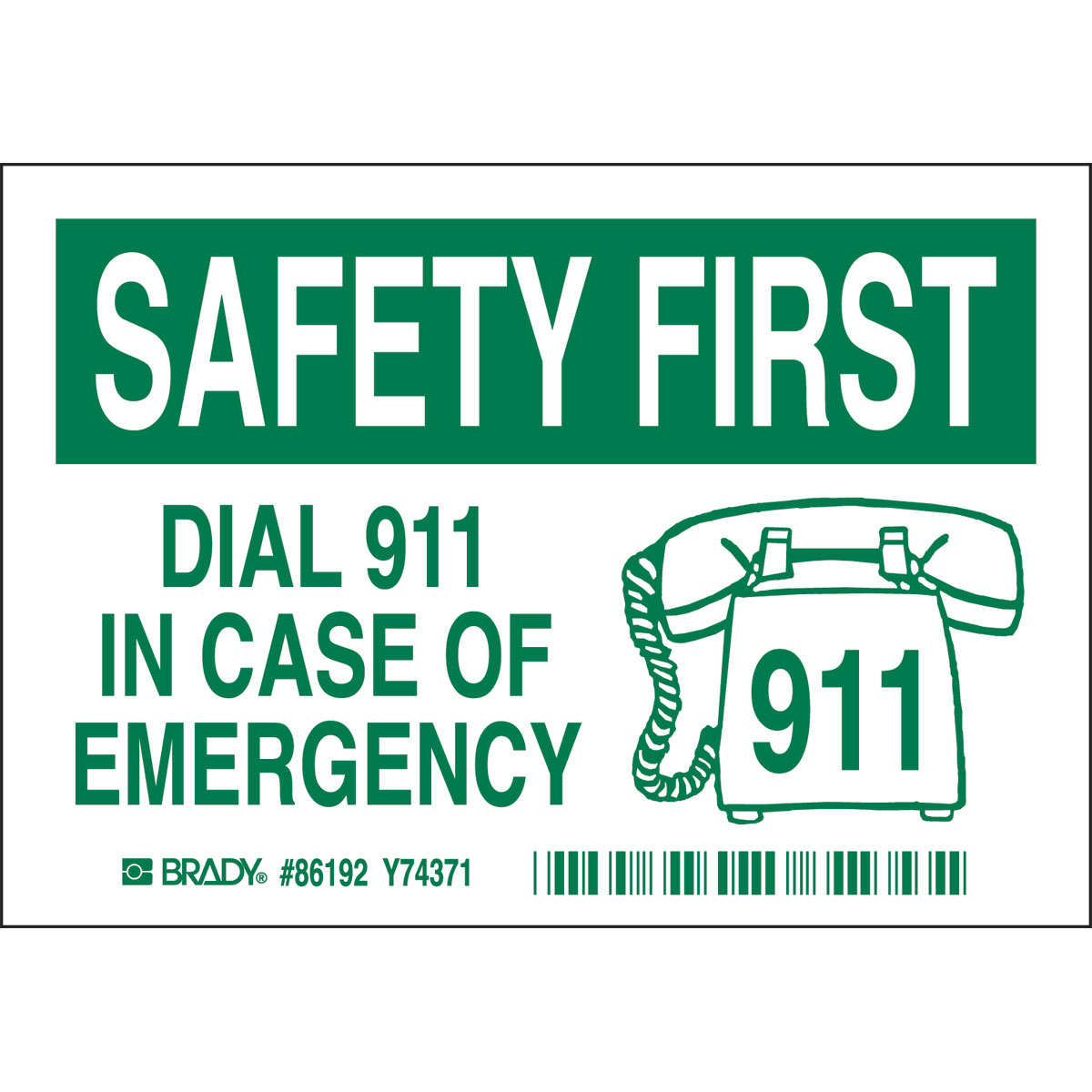 86192 B302-3.5X5-WG-O-5/PK-SAFETY FIRST