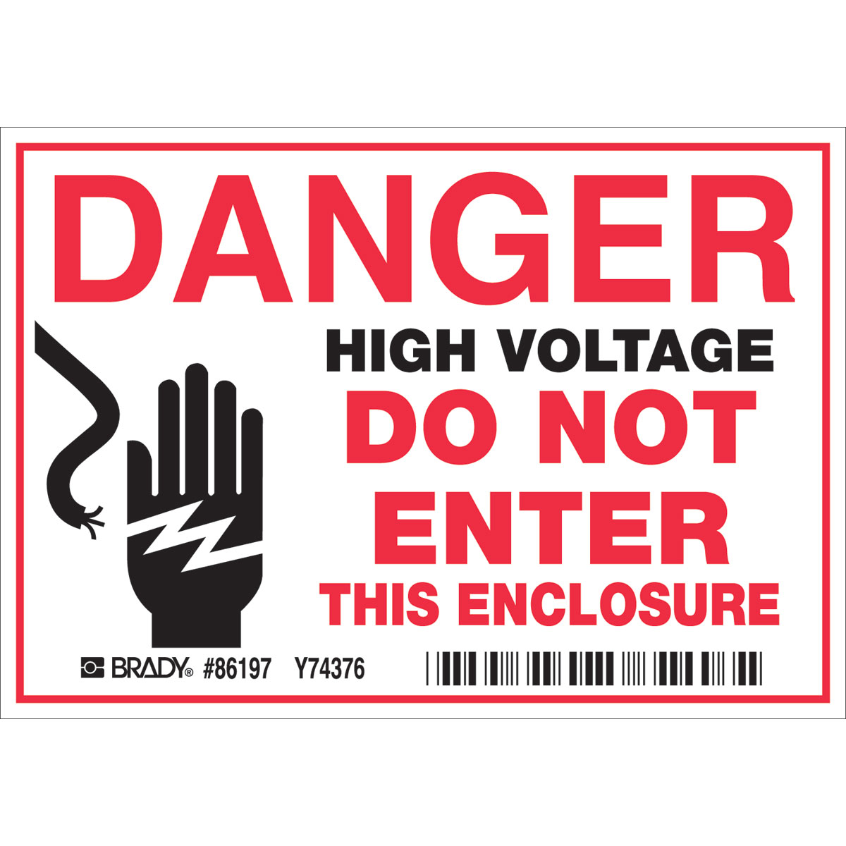 86197 B302-3.5X5-WG-O-5/PK-DANGER HIGH