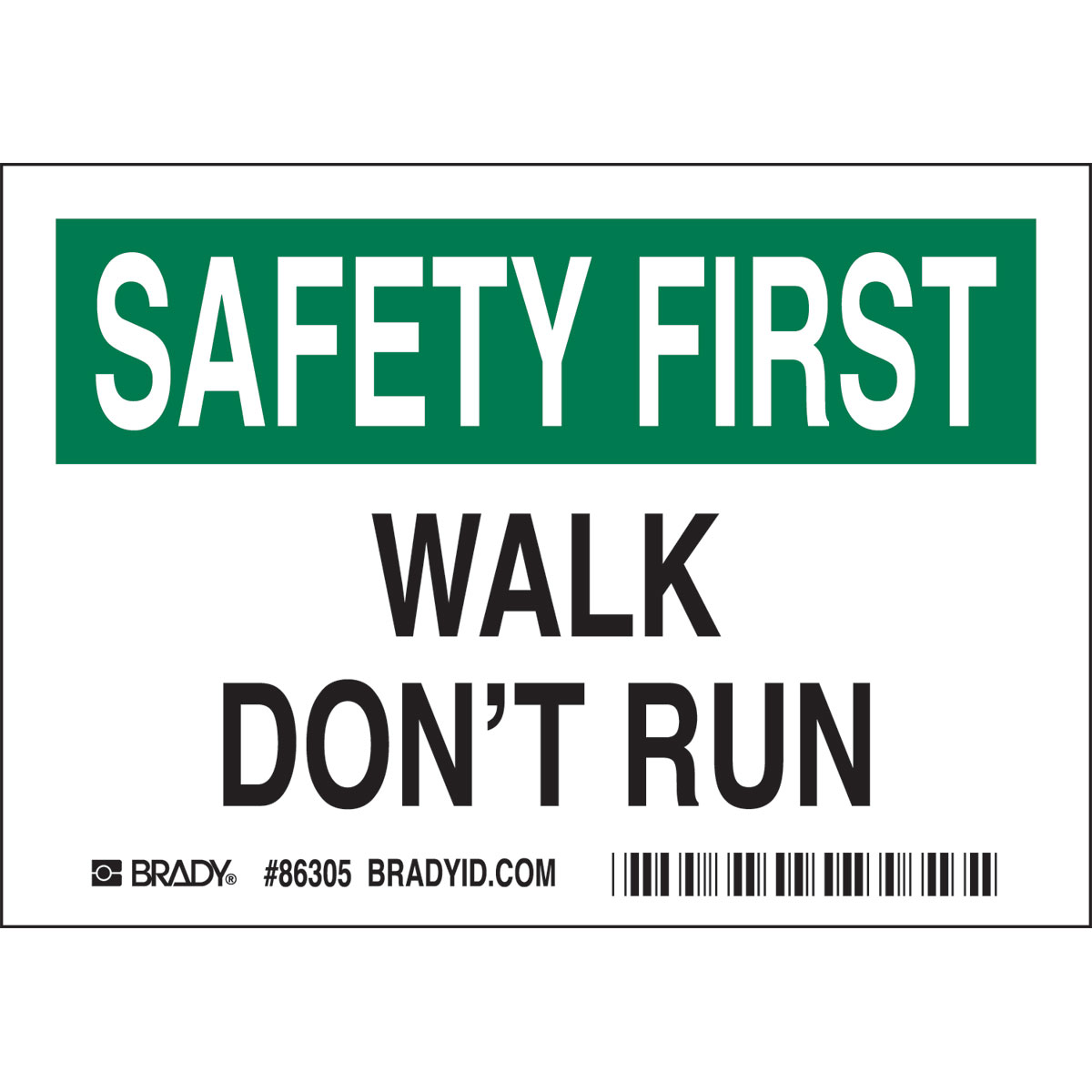 86305 B302-3.5X5-WK-O-5/PK-SAF-WALK DON'T RUN