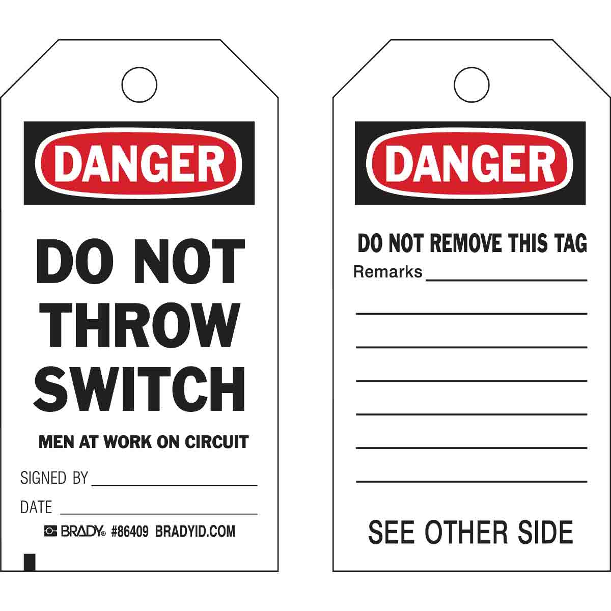 86409 TAG B837 5.75X3 BLK/RED/WHT 2SIDE 10/PK