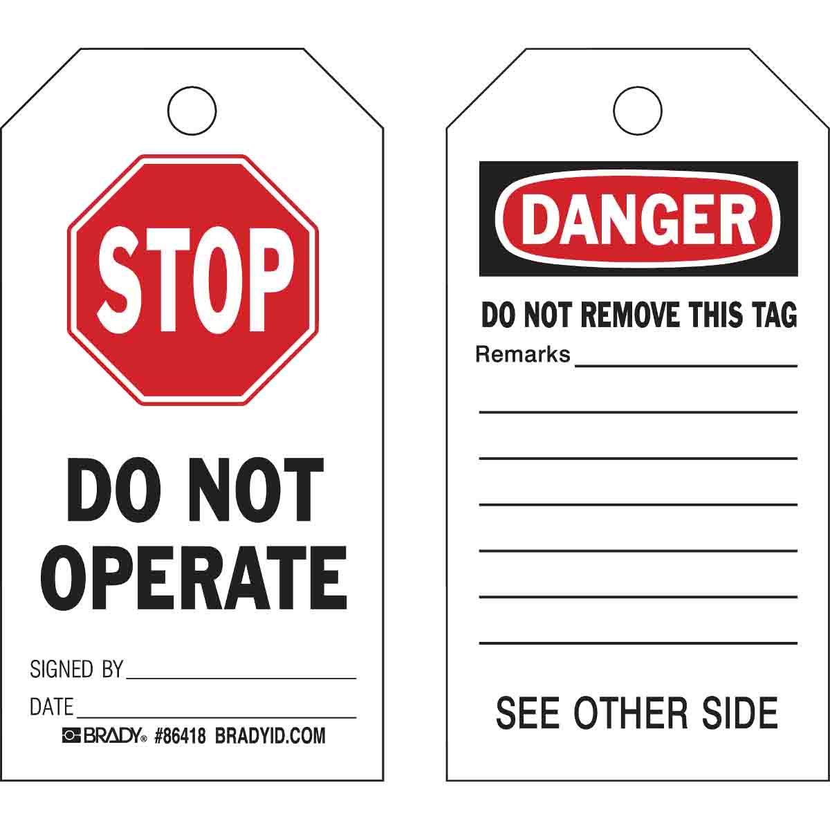 86702 TAG B853 7X4 RED/BLK/WHT 2-SIDED 100/PKG