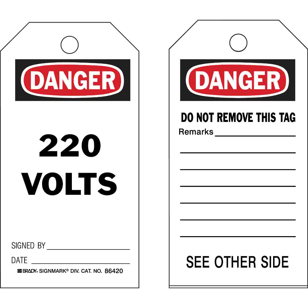 86420 TAG B837 5.75X3 BLK/RED/WHT 2SIDE 10/PK