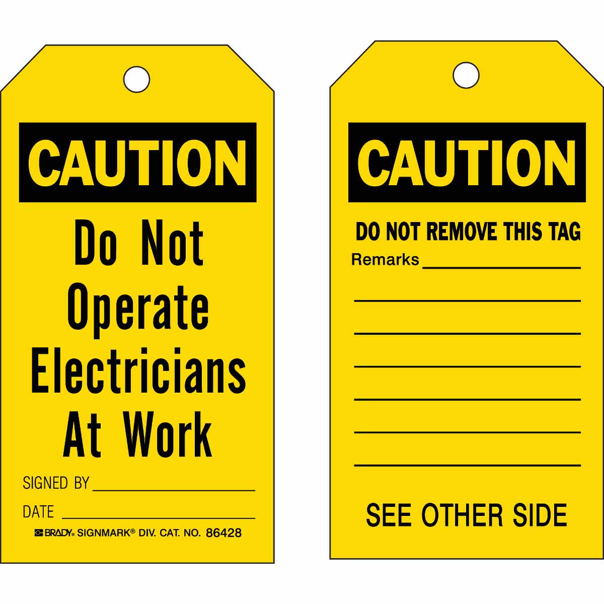 86428 TAG B837 5.75X3 BLK/YEL 2-SIDED 10/PK