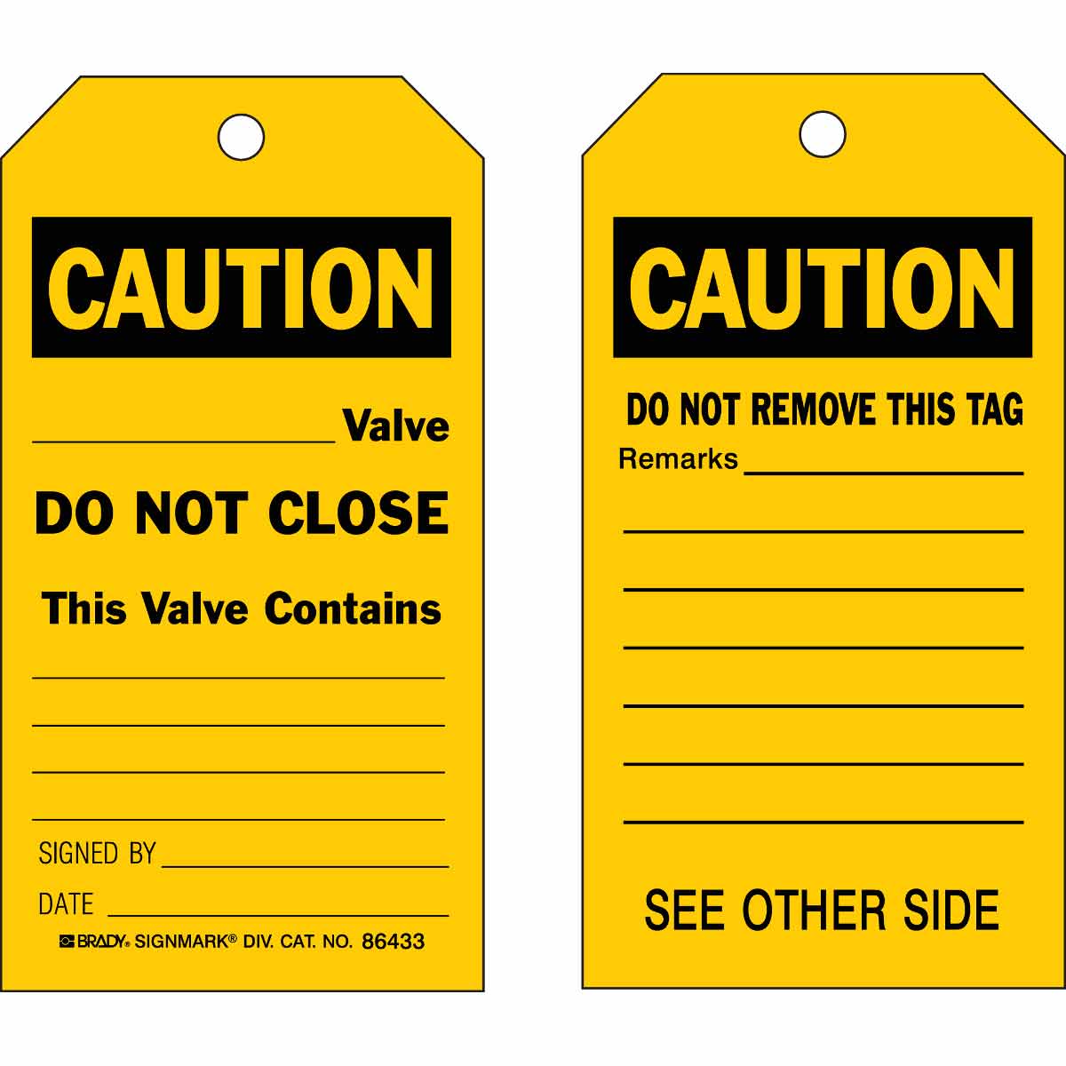 86433 TAG B837 5.75"X3" BLK/YEL 2-SIDED 10/PK
