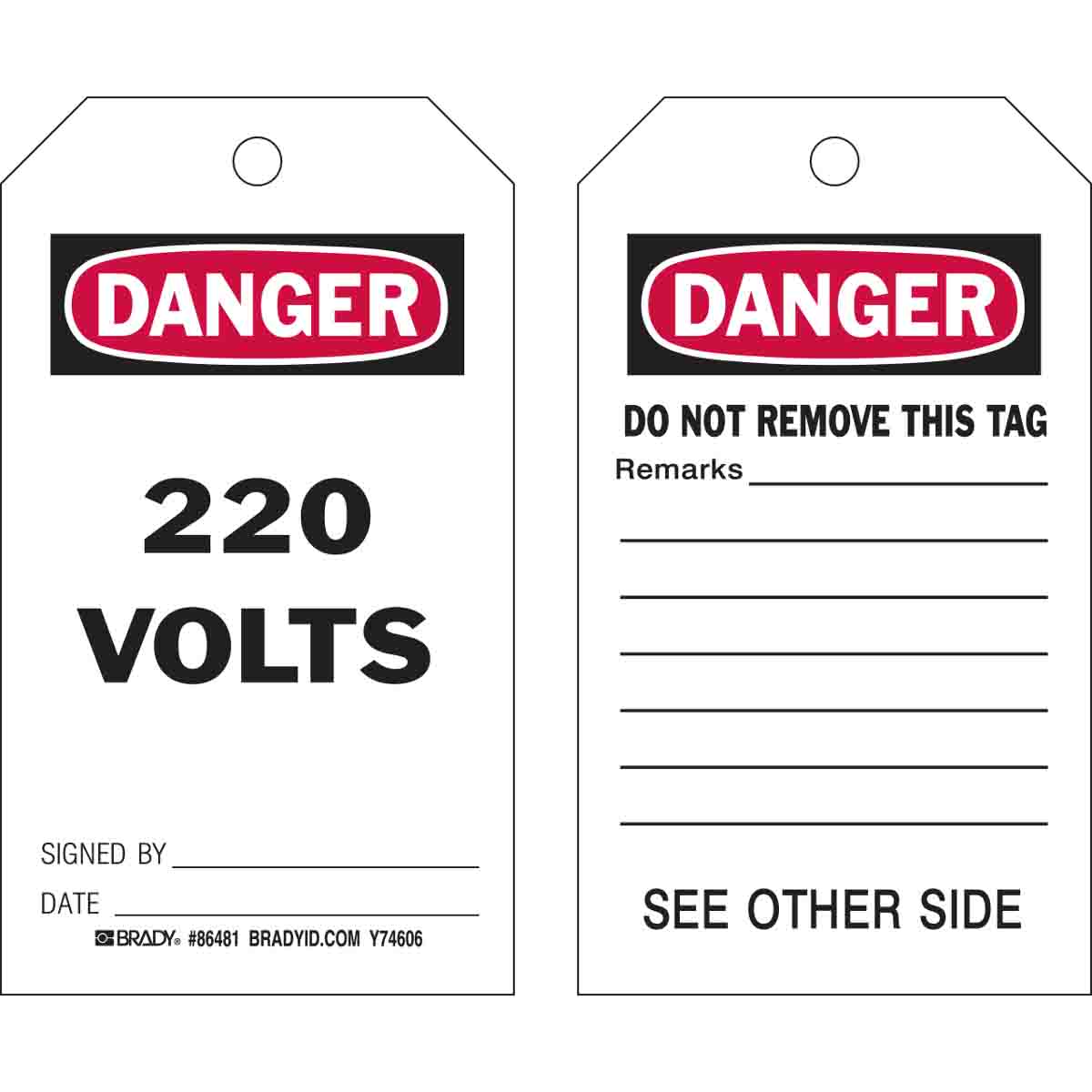 86481 TAG B837 7"HX4"W BLK/RED/WHT 2SIDE 10/PK