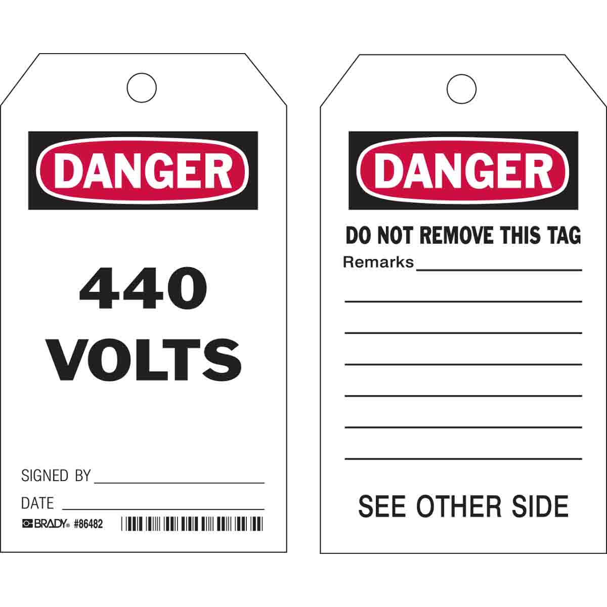 86482 TAG B837 7"HX4"W BLK/RED/WHT 2SIDE 10/PK