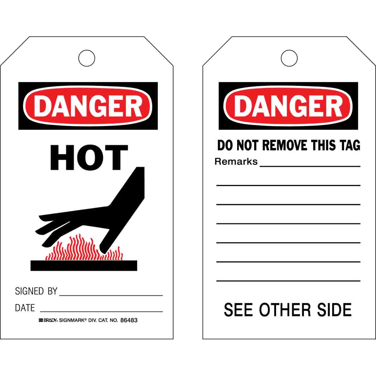 86483 TAG B837 7"HX4"W BLK/RED/WHT 2SIDE 10/PK