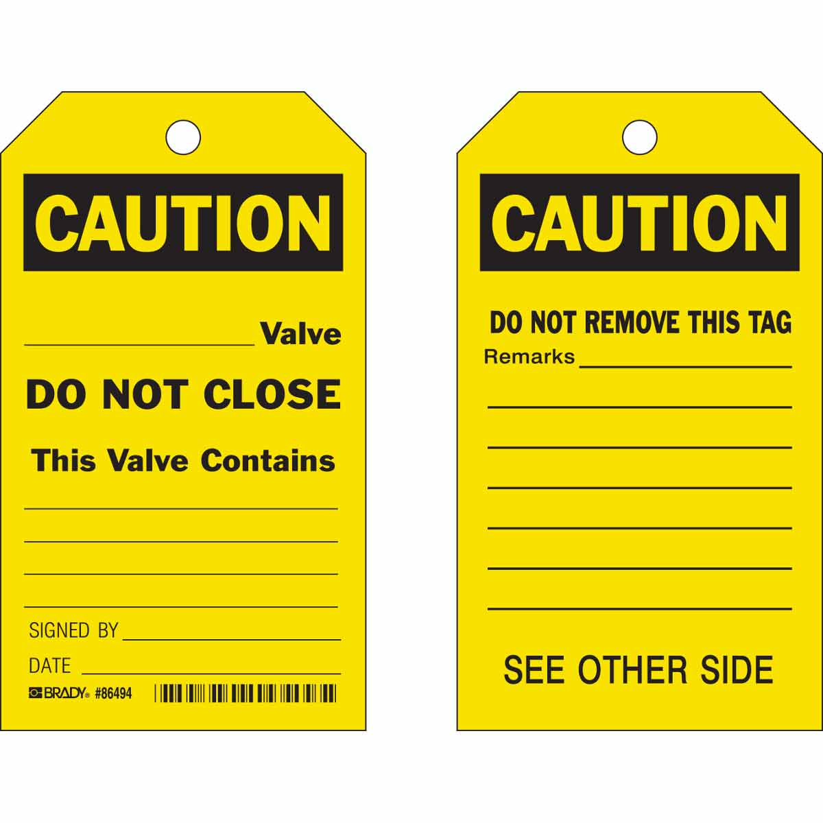 86494 TAG B837 7"HX4"W BLK/YEL 2-SIDED 10/PK