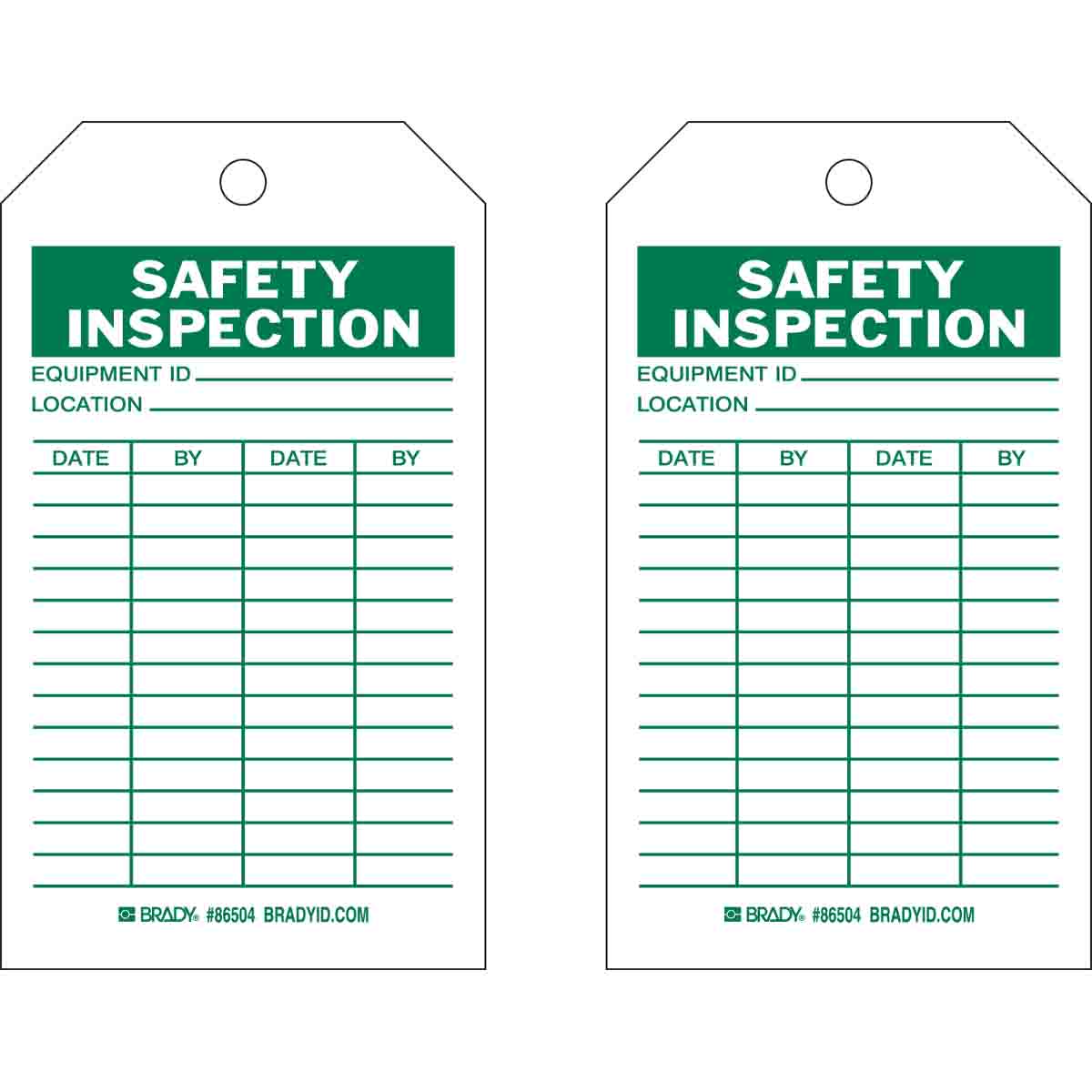 86721 TAG B853 7X4 GRN/WHT 2-SIDED 100/PKG