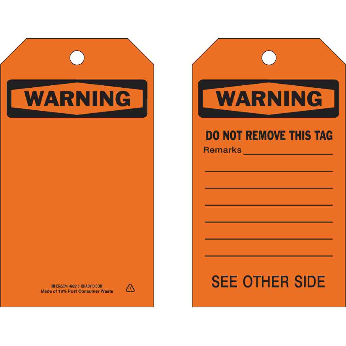86515 TAG B851 7X4 BLK/ORG 2-SIDE 1-FLAP 10/PK
